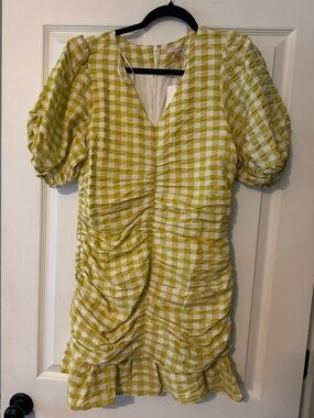 Skies Are Blue Yellow and White Gingham Mini Dress